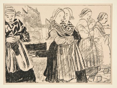 Breton Girls, or Bretons on the Quay, in #36 of La Revue Blanche, October 1894 by Charles Cottet