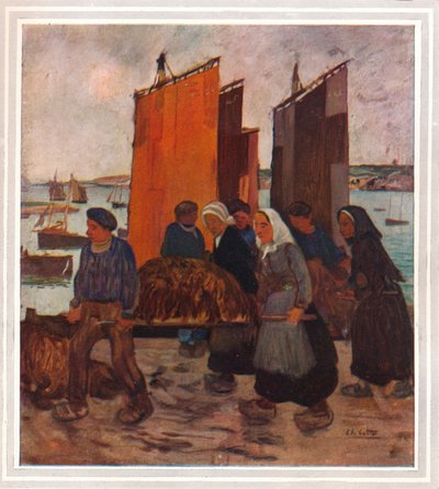 Breton Fishermen Unloading Seaweed by Charles Cottet
