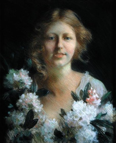 Portrait of a Lady with Flowers by Charles Courtney Curran
