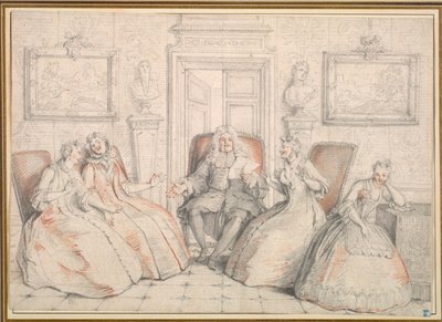 Trissotin Reading to Philaminte, Bélise, and Armande (from act 3, scene 2 of Molière