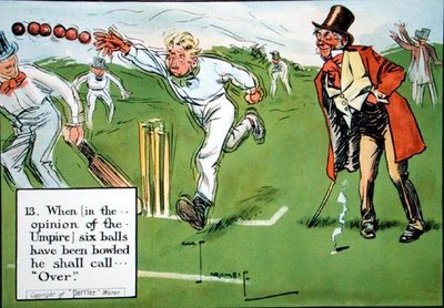 (13) When (in the opinion of the Umpire) six balls have been bowled he shall call...