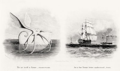 A Giant Squid and Two Ships at Sea, Engraved by George Cooke (1781-1834) by Charles Curtis
