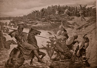 Caesar crosses the Thames (illustration) by Charles Daniel Ward