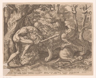 Hercules Holding the Nemean Lion in a Chokehold (Works of Hercules after Frans Floris) by Charles David
