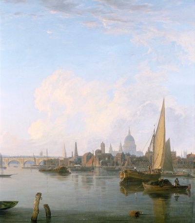 Waterloo Bridge and the Lambeth Waterfront from Westminster Stairs by Charles Deane