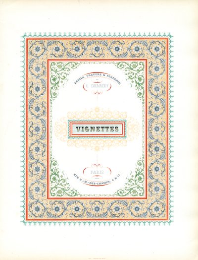 Magnificent Title Page for Vignettes by Charles Derriey