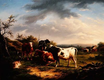 Cattle and Sheep in a Landscape by Charles Desan
