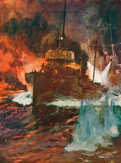 A Night Attack. Torpedo-Boats at Work by Charles Dixon