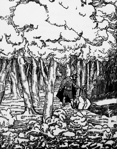 Woodcut by Charles Doudelet for Pelleas and Melisande by Maurice Maeterlinck, published by Claudio Argentieri, Spoleto, Italy by Charles Doudelet
