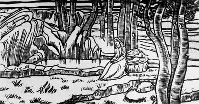 Woodcut by Charles Doudelet for Pelleas and Melisande by Maurice Maeterlinck, published by Claudio Argentieri, Spoleto, Italy by Charles Doudelet