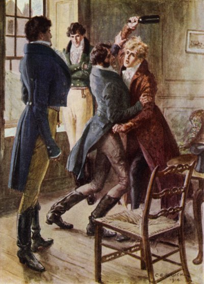 Illustration for The Amateur Gentleman by Jeffery Farnol by Charles Edmund (after) Brock