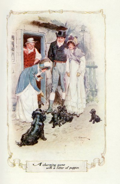 A Charming Game with a Litter of Puppies by Charles Edmund Brock