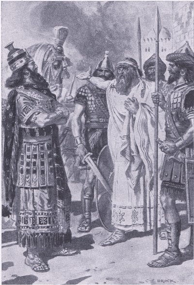 Croesus stands in the shadow of death, from My Magazine, pub.1922 by Charles Edmund Brock