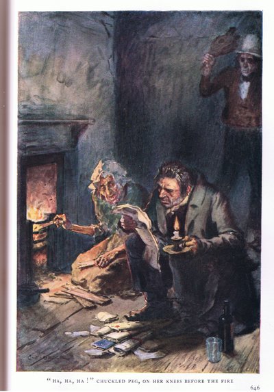 Ha, ha, ha! chuckled Peg, on her knees before the fire by Charles Edmund Brock