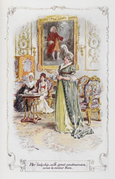Her ladyship, with great condescension, arose to receive them, illustration from 