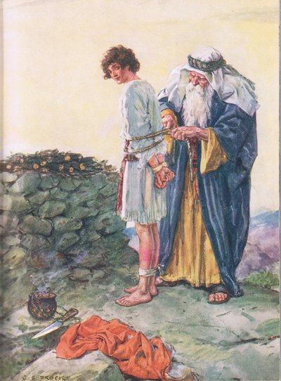 Is Isaac to die? illustration from Through the Bible, Virtue Publishing by Charles Edmund Brock