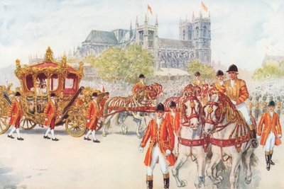 The coronation coach turns on to the Embankment by Charles Edmund Brock
