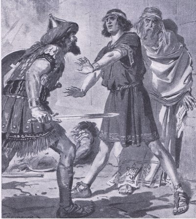 The life of Croesus saved by his deaf and dumb son, from My Magazine, pub.1922 by Charles Edmund Brock