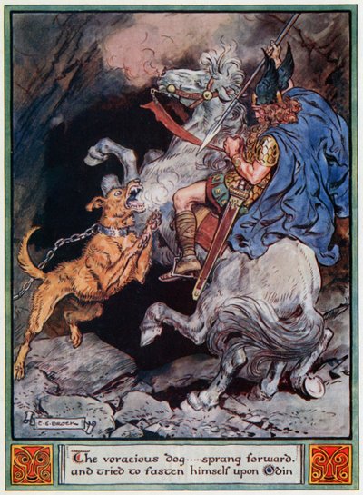 The Voracious Dog...Sprang Forward and Tried to Fasten Himself Upon Odin by Charles Edmund Brock