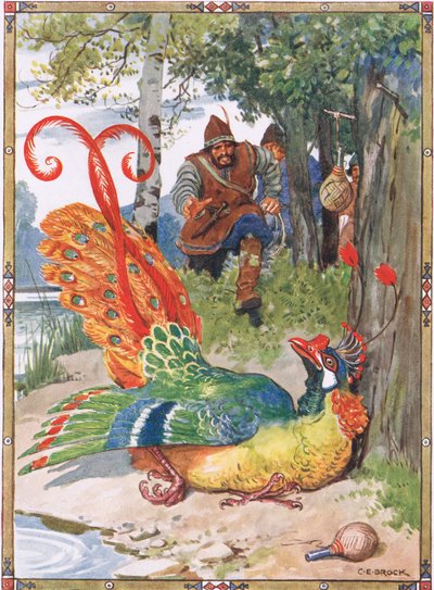 When he tried to fly he found his wings too heavy, scene from The Knight of the Flowers in Children