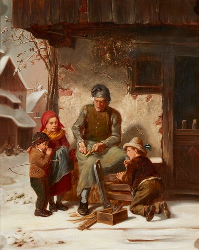 Repairing the Sledge by Charles Edouard (attr.to) Frere