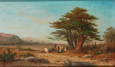 Setting Up Camp, With Camels at Rest by Charles Edouard (attr.to) Frere
