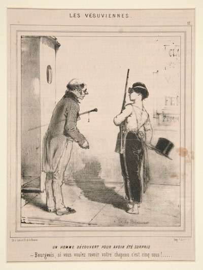 A Man Discovered for Having Been Surprised, from the series Les Vesuviennes published in Le Charivari by Charles Edouard de Beaumont