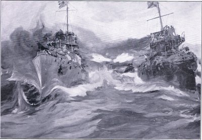A fight between destroyers, illustration from Cassell