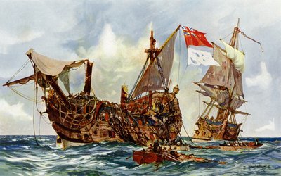 Capture of the Mars by the Nottingham by Charles Edward Dixon