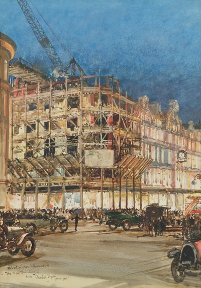 Construction of the New Building for Bourne and Hollingsworth, Oxford Street, London by Charles Edward Dixon
