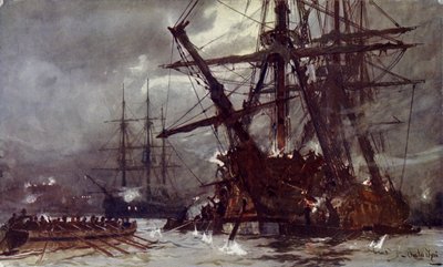 Cutting out of the Hermione (Retribution), 1799 by Charles Edward Dixon
