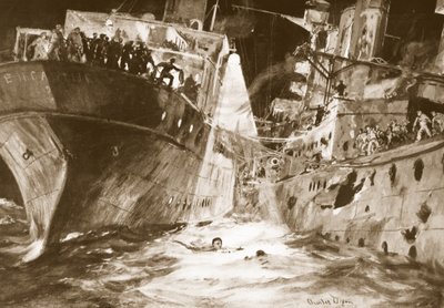 Flight-Lieutenant Rutland Saving a Wounded Seaman Who Had Fallen into the Sea by Charles Edward Dixon