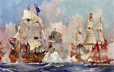The Prince George at the Battle of Malaga, 1704 by Charles Edward Dixon