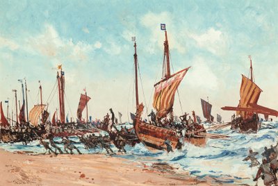 The Landing of William the Conqueror at Hastings, on 28 September 1066 by Charles Edward Dixon