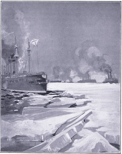 Vladivostok Squadron Forcing Itself Through the Ice Out of Vladivostok Harbour by Charles Edward Dixon