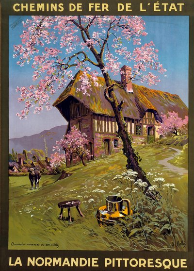 Poster for the State Railways - Picturesque Normandy: 17th century cottage in the Normandy countryside by Charles Edward Halle