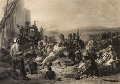 Scene on the Coast of Africa: Slaves and Slave Masters Await Transport Abroad by Charles Edward Wagstaff