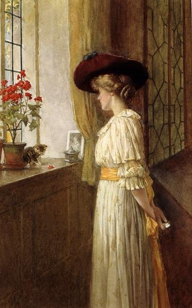 Mrs C A Smith, Kitten and Geranium by Charles Edward Wilson