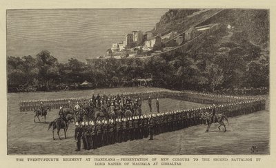The Twenty-Fourth Regiment at Isandlana, Presentation of New Colours to the Second Battalion by Lord Napier of Magdala at Gibraltar by Charles Edwin Fripp
