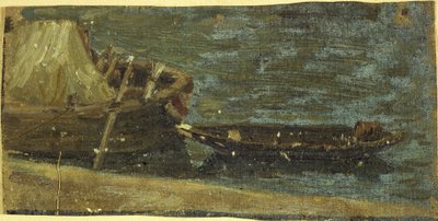 Boats moored by Charles Emile Cuisin