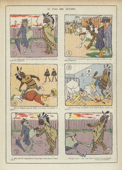 In the land of the Apaches. Illustration for Le Rire by Charles Emile Egli
