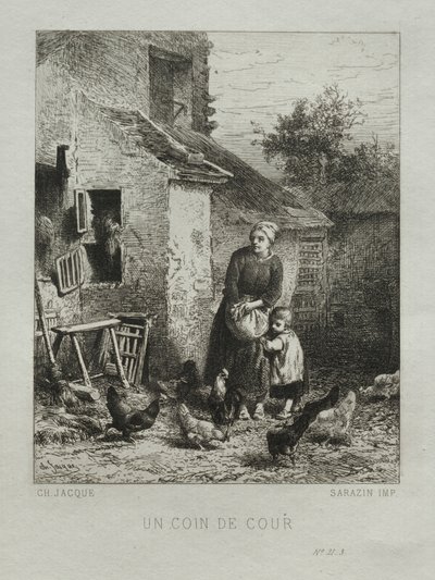 A Corner of the Yard by Charles Emile Jacque