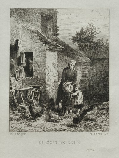 A Corner of the Yard by Charles Emile Jacque