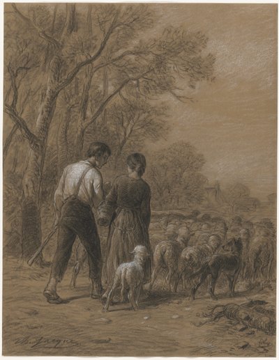 Bringing in the Sheep by Charles Emile Jacque