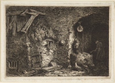 Cottage Interior by Charles Emile Jacque