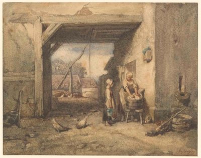 A Farmyard by Charles Emile Jacque