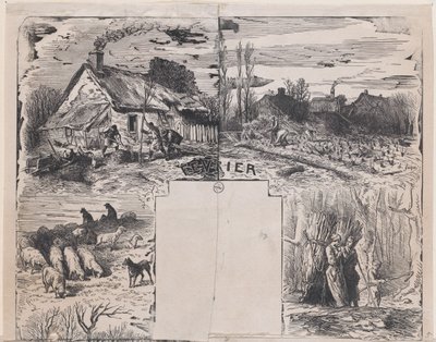 February from Album of Rustic Subjects by Charles Emile Jacque