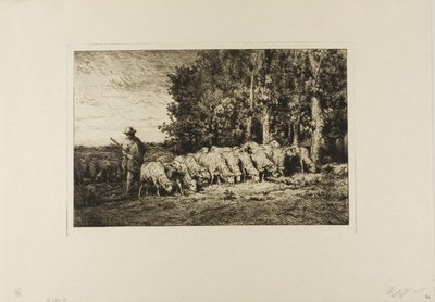 Flock of Sheep at the Edge of a Wood by Charles Emile Jacque