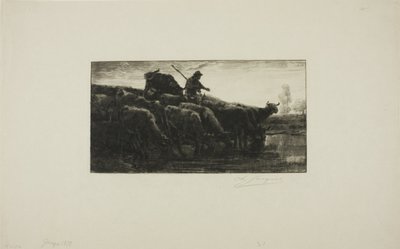 Herd of Cows at the Feeding Trough by Charles Emile Jacque