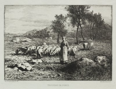 Herd of Swine by Charles Emile Jacque